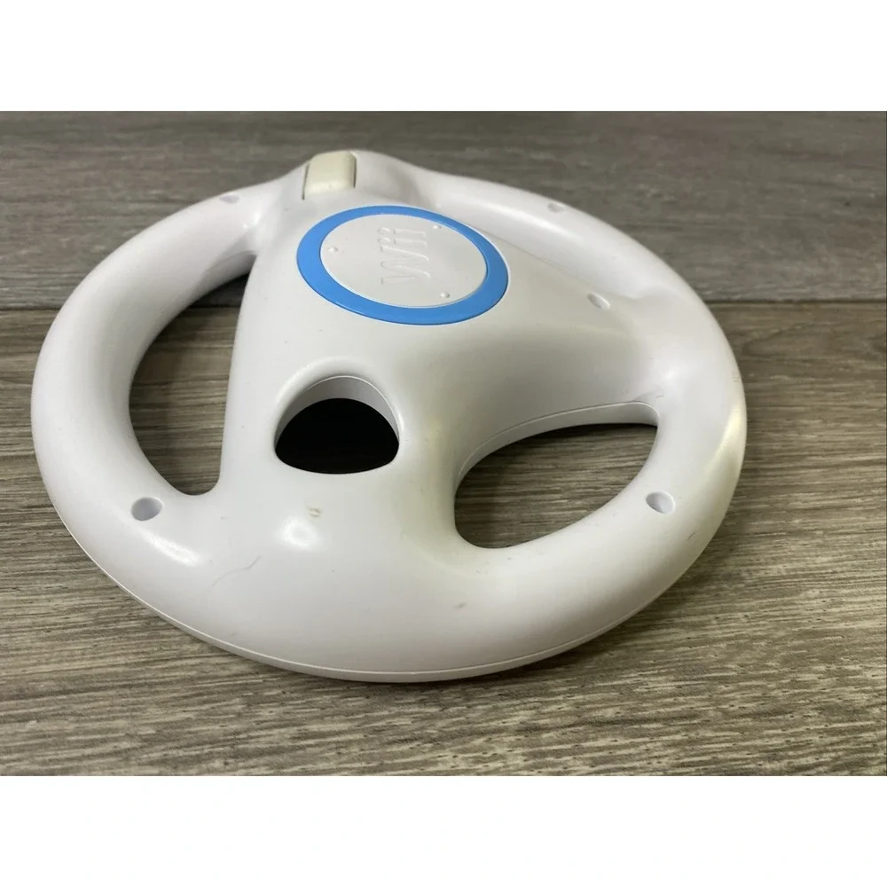 Nintendo Wii Wheel Racing Accessory RVL-024 White Good Mario Kart Steering Wheel